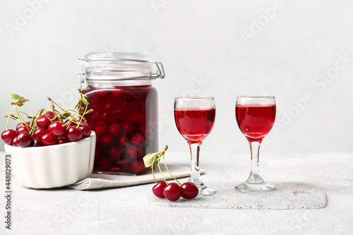 Homemade cherry liqueur and...