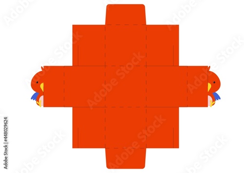 Simple packaging favor box parrot design for sweets, candies, small presents, bakery. Party package die cut template, great design for any purposes, birthdays, baby showers, halloween, christmas.