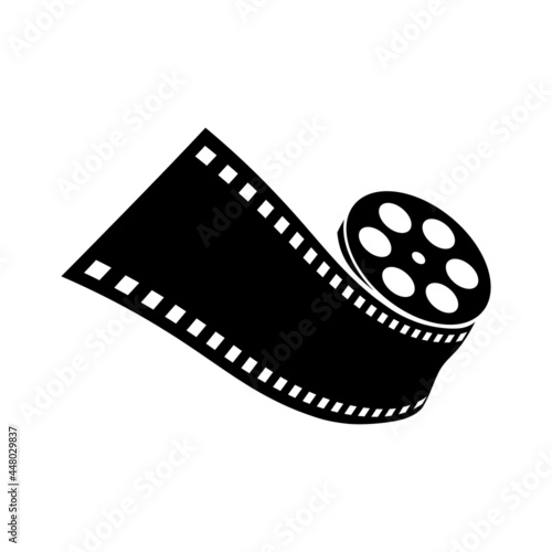 Curved film strip, element for cinema design. Movie and video symbol.
