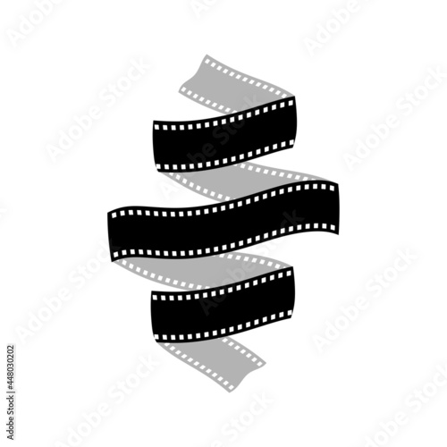 Curved film strip, element for cinema design. Movie and video symbol.