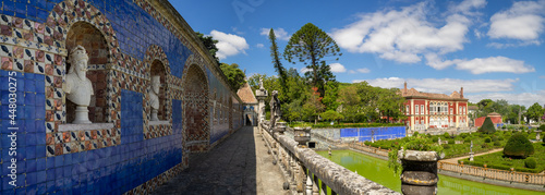 Genral view of the Kings Gallery and boxwood garden of Fronteira Palace, Lisbon photo