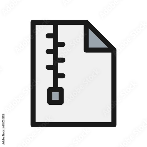 Document Zip Line Filled Vector Icon Design