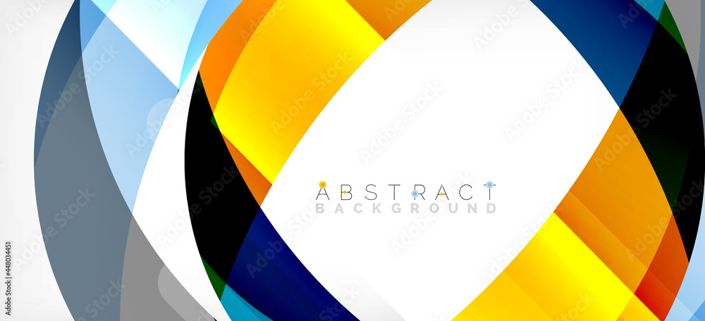 Geometric abstract background. Circle created with overlapping color shapes. Vector Illustration For Wallpaper, Banner, Background, Landing Page Geometric abstract background. Circle created with overlapping color shapes. Vector Illustration For Wallpaper, Banner, Background, Landing Page