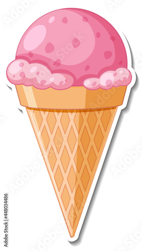 Strawberry ice-creame in the waffle cone sticker