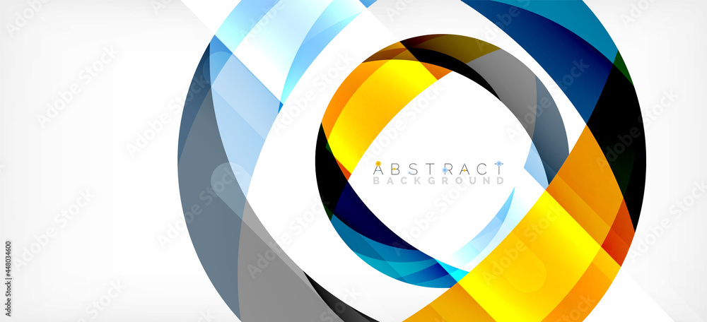 Geometric abstract background. Circle created with overlapping color shapes. Vector Illustration For Wallpaper, Banner, Background, Landing Page Geometric abstract background. Circle created with overlapping color shapes. Vector Illustration For Wallpaper, Banner, Background, Landing Page