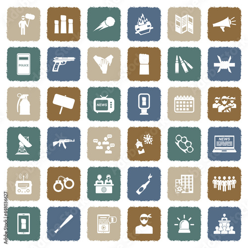 Revolution Icons. Grunge Color Flat Design. Vector Illustration.