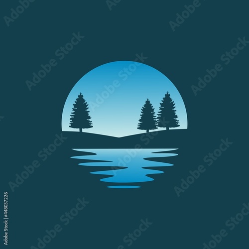Pine tree silhouette logo design vector illustration  © sampahplastick