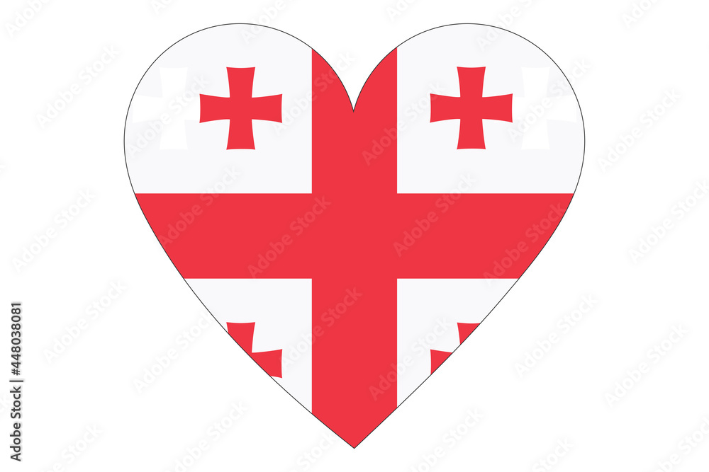 Georgia flag of heart shape isolated on white background