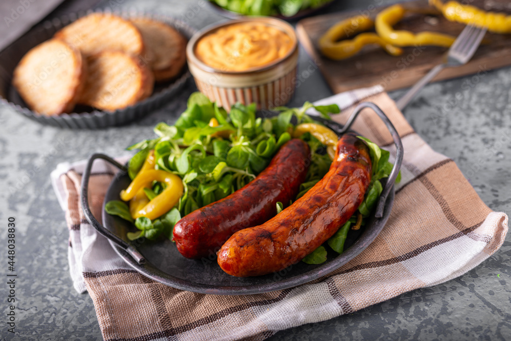 Grilled spicy sausages