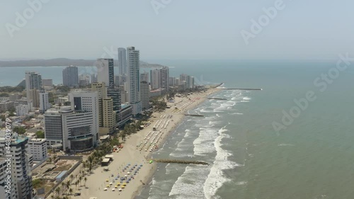Aerial View of People Relaxing on the Beach in Cartagena, Colombia photo