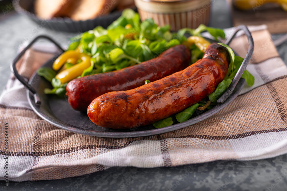Grilled spicy sausages
