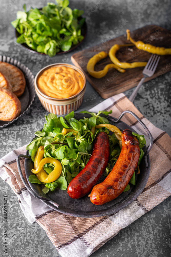 Grilled spicy sausages