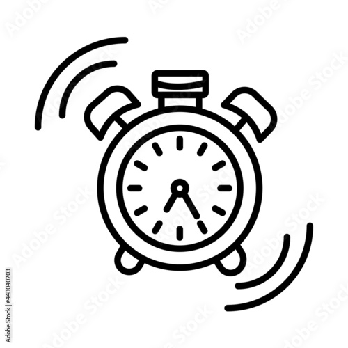 Alarm Clock Vector Line Icon Design