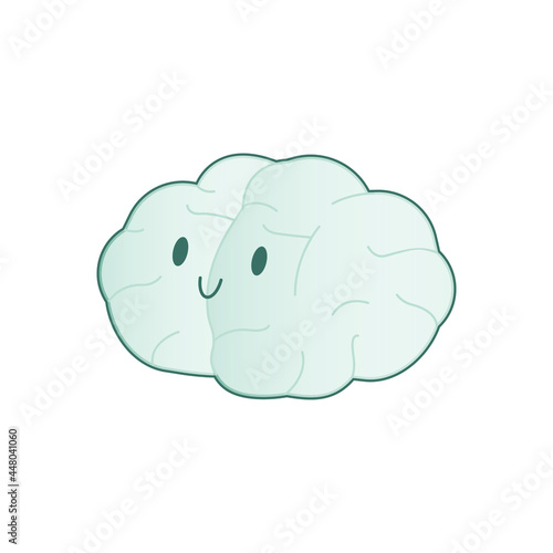 Happy Brain Black and White Color. Modern Flat Vector Illustration. Train Your Brain. Social Media Template.