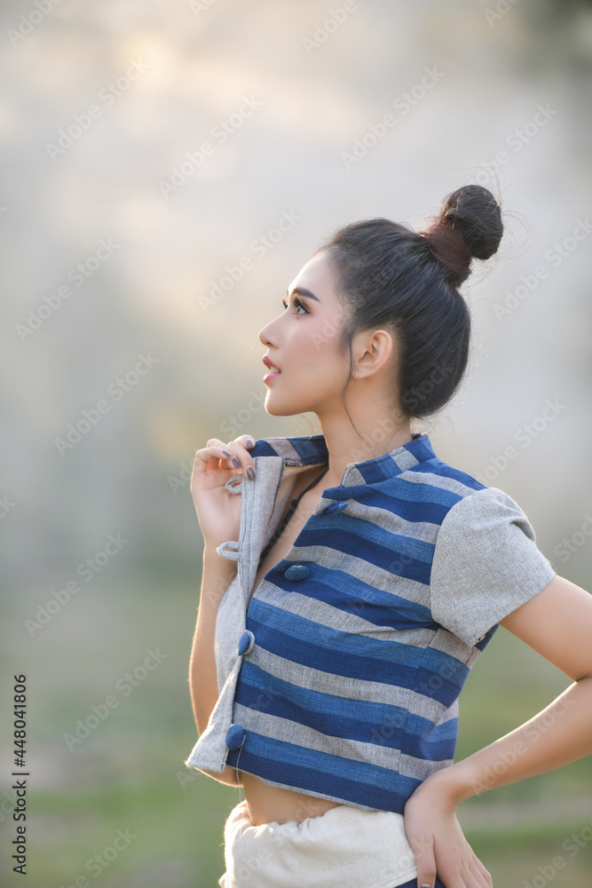 Crafts and craftsmanship. Traditional Isan Thai silk indigo weaving.Craftsmen of Thai Silk. Crafts and craftsmanship. Traditional Isan Thai silk indigo weaving.Craftsmen of Thai Silk.