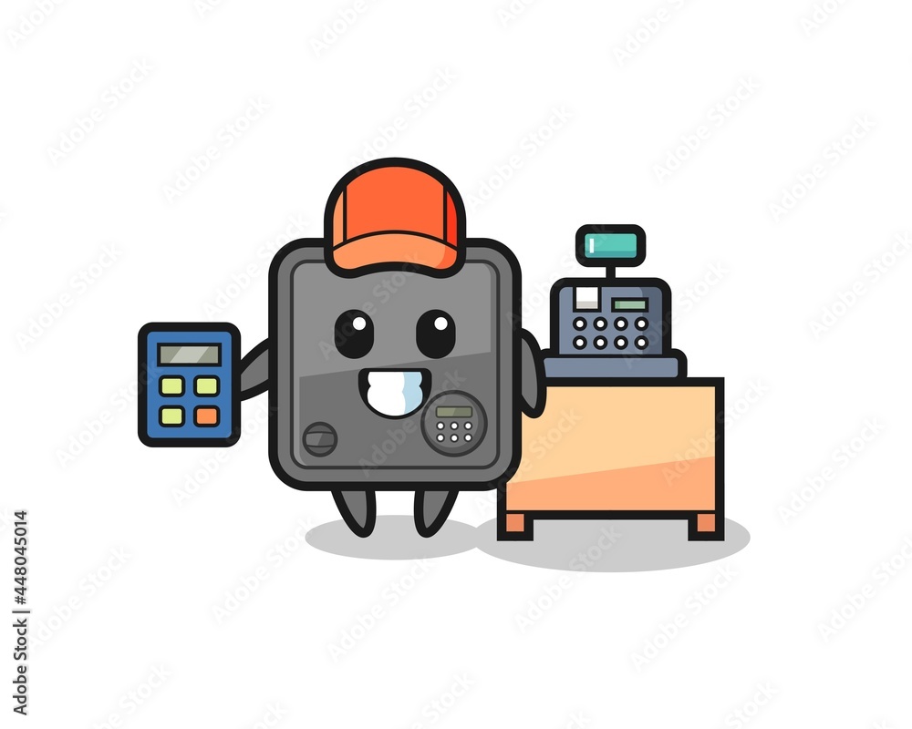 Φωτογραφία Illustration of safe box character as a cashier