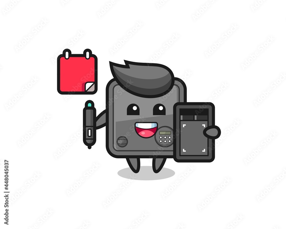 Illustration of safe box mascot as a graphic designer Illustration of safe box mascot as a graphic designer