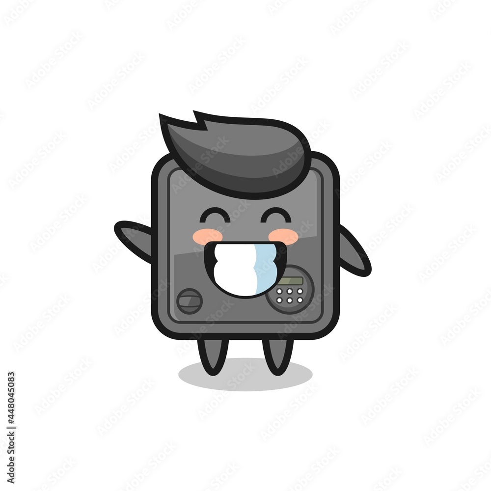 safe box cartoon character doing wave hand gesture safe box cartoon character doing wave hand gesture