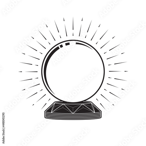 Magic crystal ball, vintage design element. Vector illustration isolated on white background, EPS 10