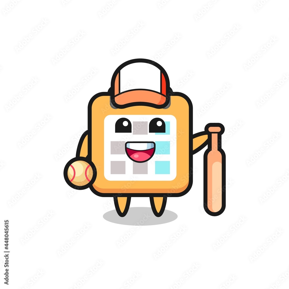 Cartoon character of calendar as a baseball player Cartoon character of calendar as a baseball player