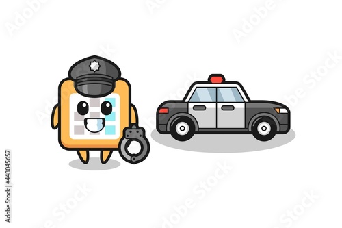 Cartoon mascot of calendar as a police