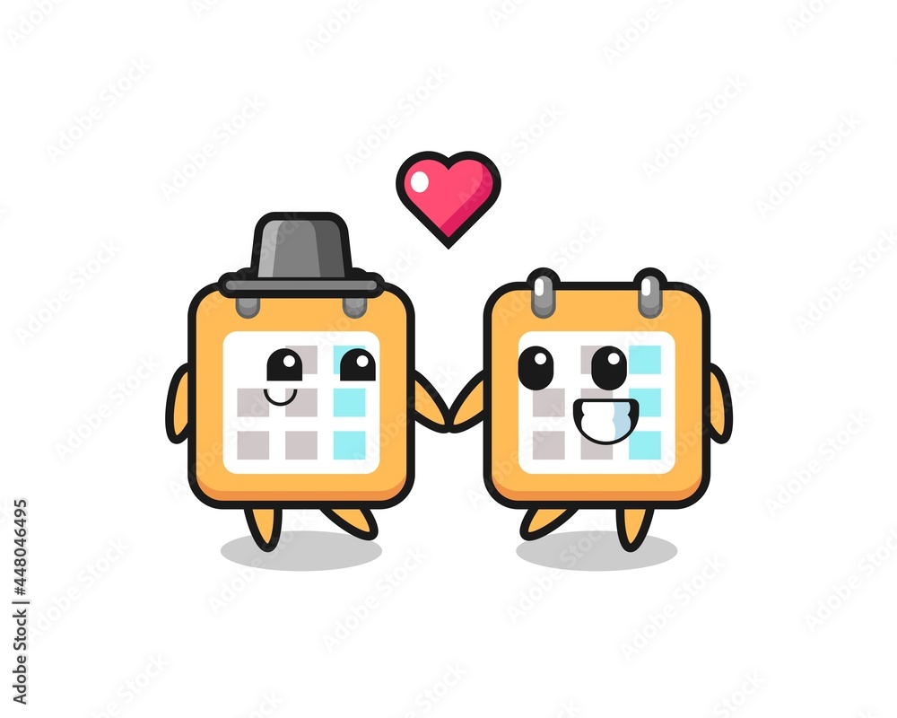 calendar cartoon character couple with fall in love gesture calendar cartoon character couple with fall in love gesture