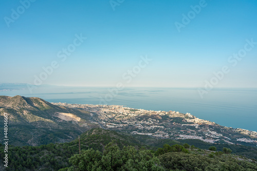 view of the city, the sea and the sky from the top of the mountain