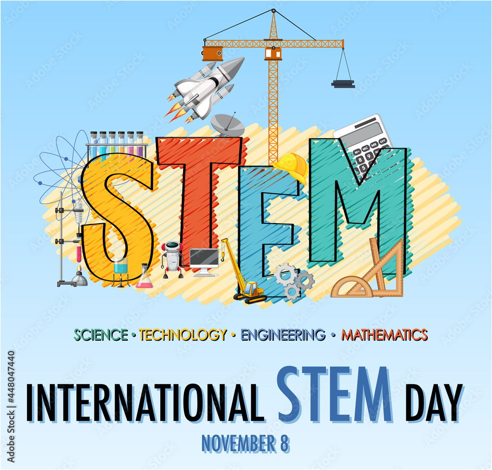International STEM day on November 8th banner with STEM logo