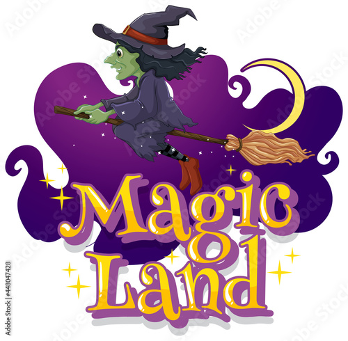 Magic Land font with a witch cartoon character