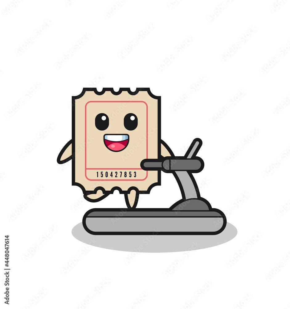 ticket cartoon character walking on the treadmill ticket cartoon character walking on the treadmill