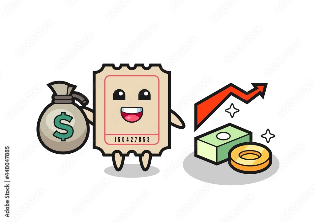 ticket illustration cartoon holding money sack ticket illustration cartoon holding money sack