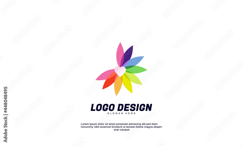 awesome illustrator creative inspiration idea logo for company flower and love finance multicolor and transparent design tempalate