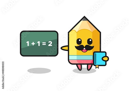Illustration of pencil character as a teacher