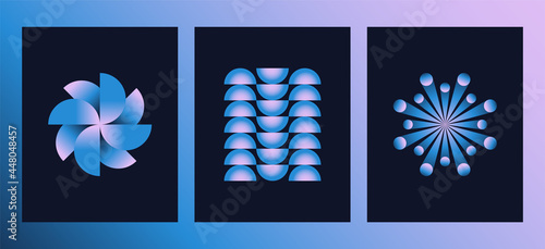 Vector illustration collection - trendy abstract creative minimalist prints and compositions with bright gradient colors - design templates for social media posts and stories, posters and banners