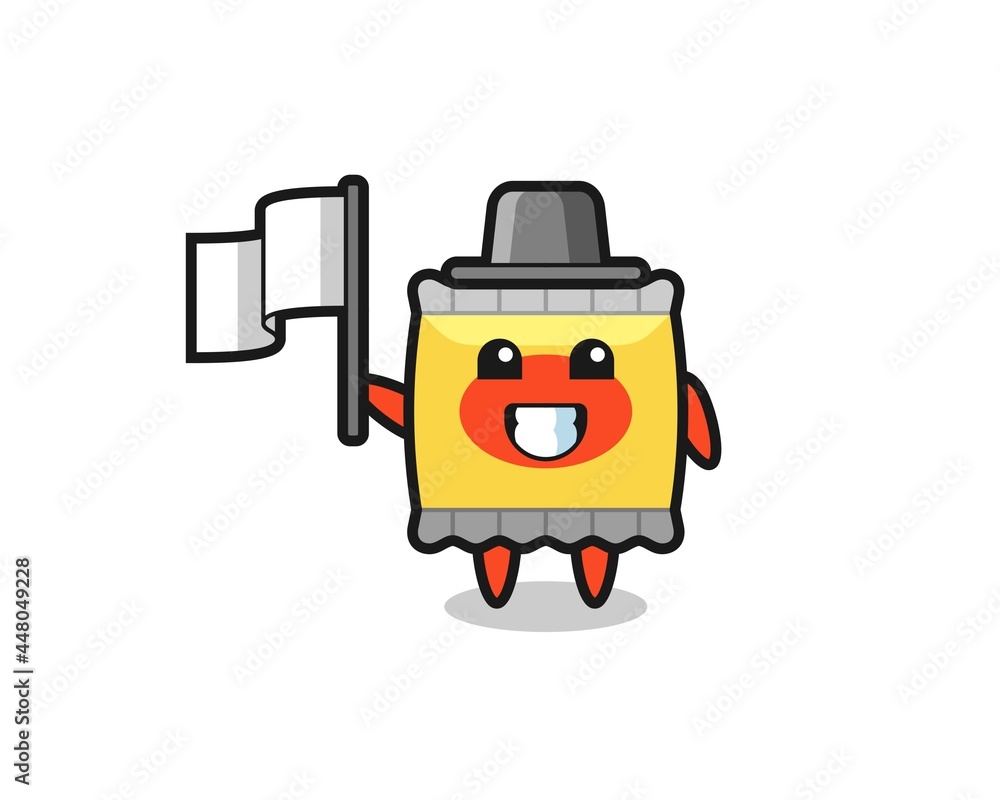 Cartoon character of snack holding a flag Cartoon character of snack holding a flag