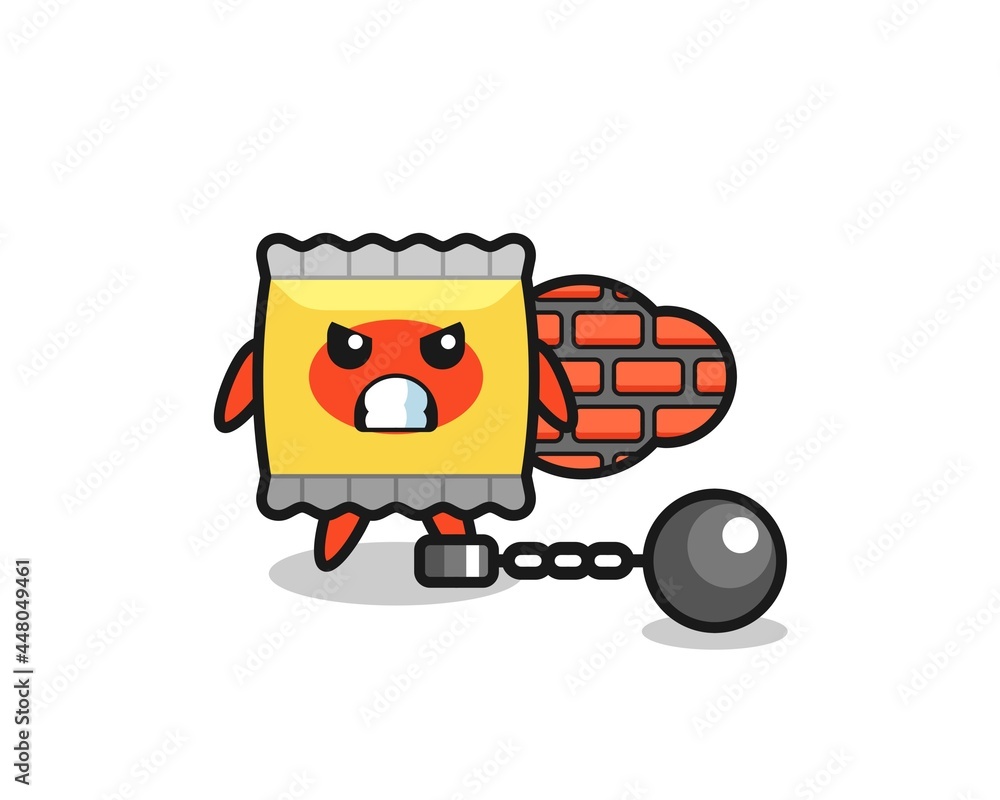 Character mascot of snack as a prisoner Character mascot of snack as a prisoner