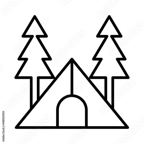Camping Vector Line Icon Design