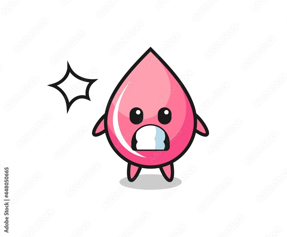 strawberry juice drop character cartoon with shocked gesture strawberry juice drop character cartoon with shocked gesture