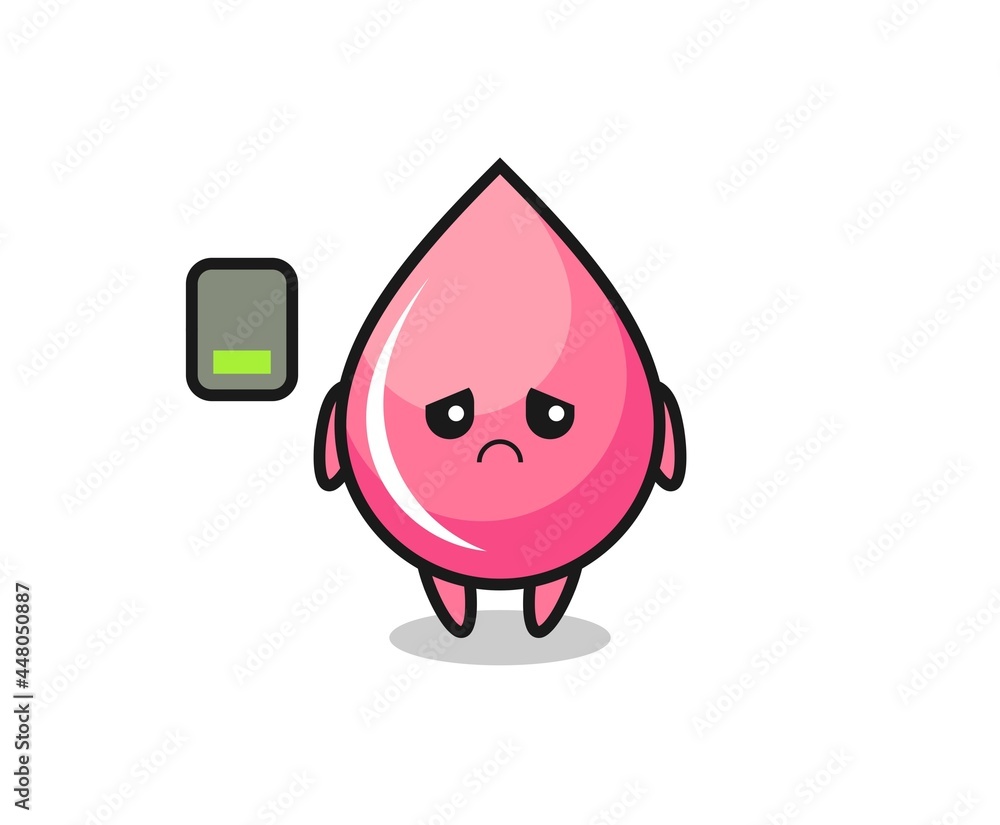 strawberry juice drop mascot character doing a tired gesture strawberry juice drop mascot character doing a tired gesture