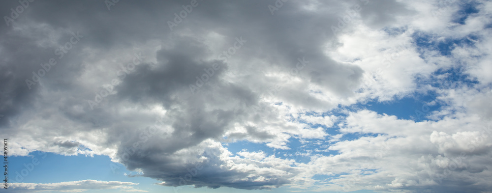 Beautiful skyline panoramic background, blue sky and clouds