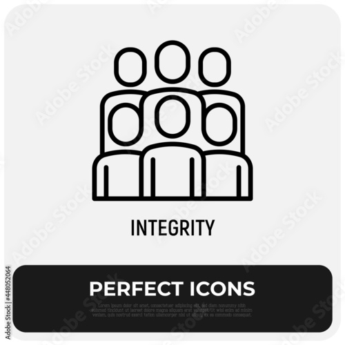 Integrity thin line icon: teamwork, social group. Modern vector illustration.