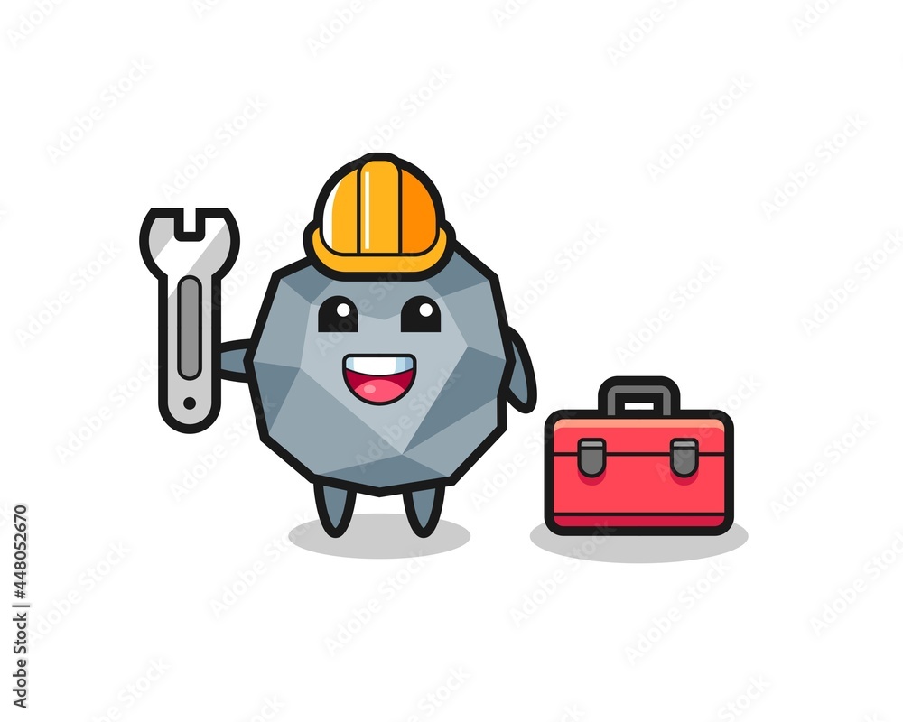 Mascot cartoon of stone as a mechanic Mascot cartoon of stone as a mechanic