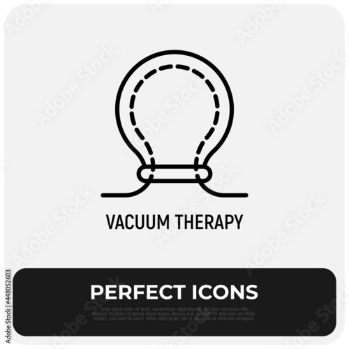 Vacuum therapy, anticellulite massage thin line icon. Cosmetic treatment for skin rejuvenation. Modern vector illustration.