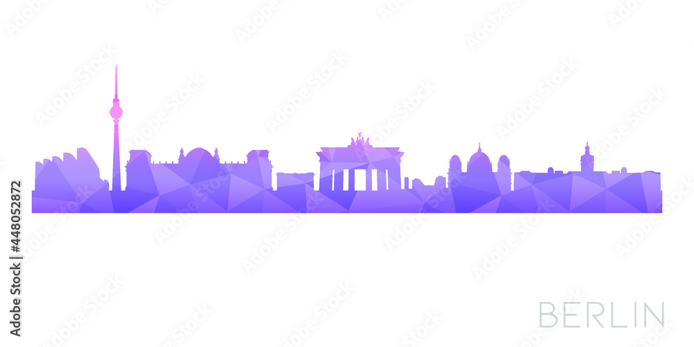 Berlin, Germany Low Poly Skyline Clip Art City Design. Geometric Polygon Graphic Horizon Icon. Vector Illustration Symbol.