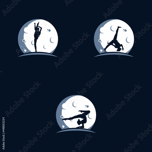Gymnastic moon logo design template