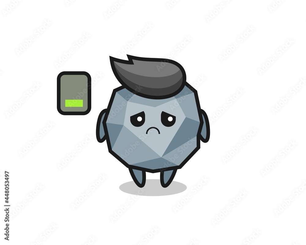 stone mascot character doing a tired gesture stone mascot character doing a tired gesture