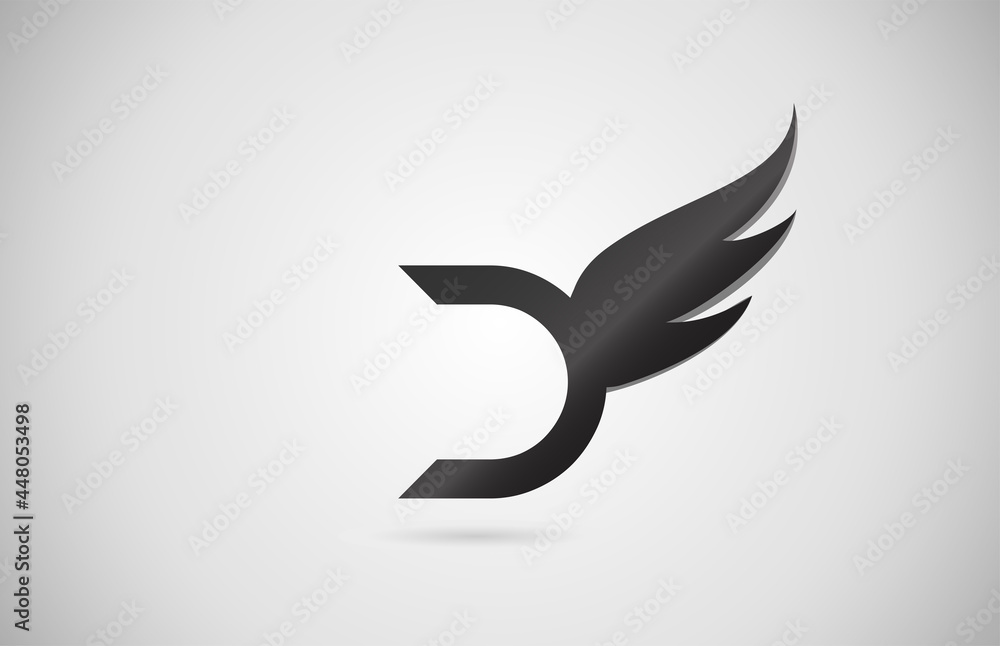 gradient wing D alphabet letter icon logo. Creative design for business and company gradient wing D alphabet letter icon logo. Creative design for business and company