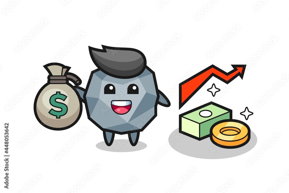 Obraz premium stone illustration cartoon holding money sack