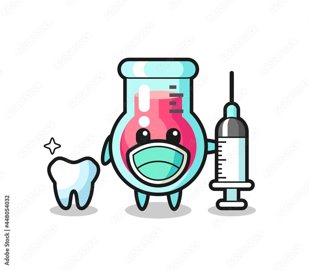 Mascot character of laboratory beaker as a dentist Mascot character of laboratory beaker as a dentist