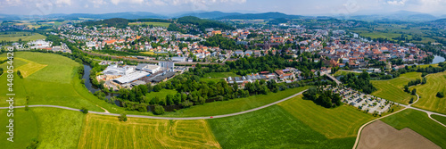 Aerial view of the village Pemfling in Germany, Bavaria on a sunny in Spring
